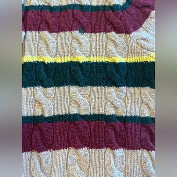 NWT Ralph Lauren Cable Knit Striped Cardigan Sweater 90% Wool 10% Cashmere SzXXL - Picture 9 of 12